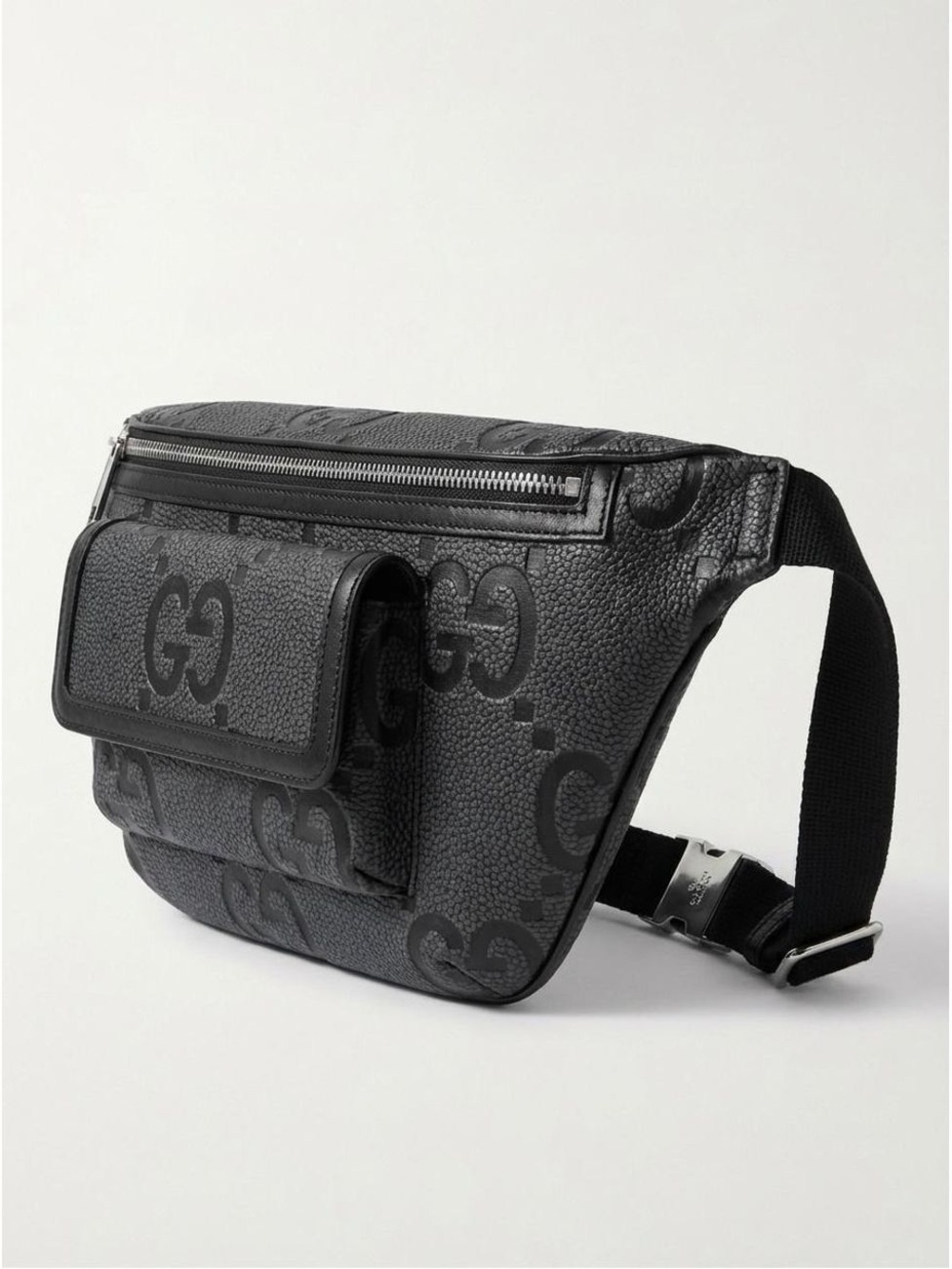 Gucci Black Embossed GG Leather Belt Bag